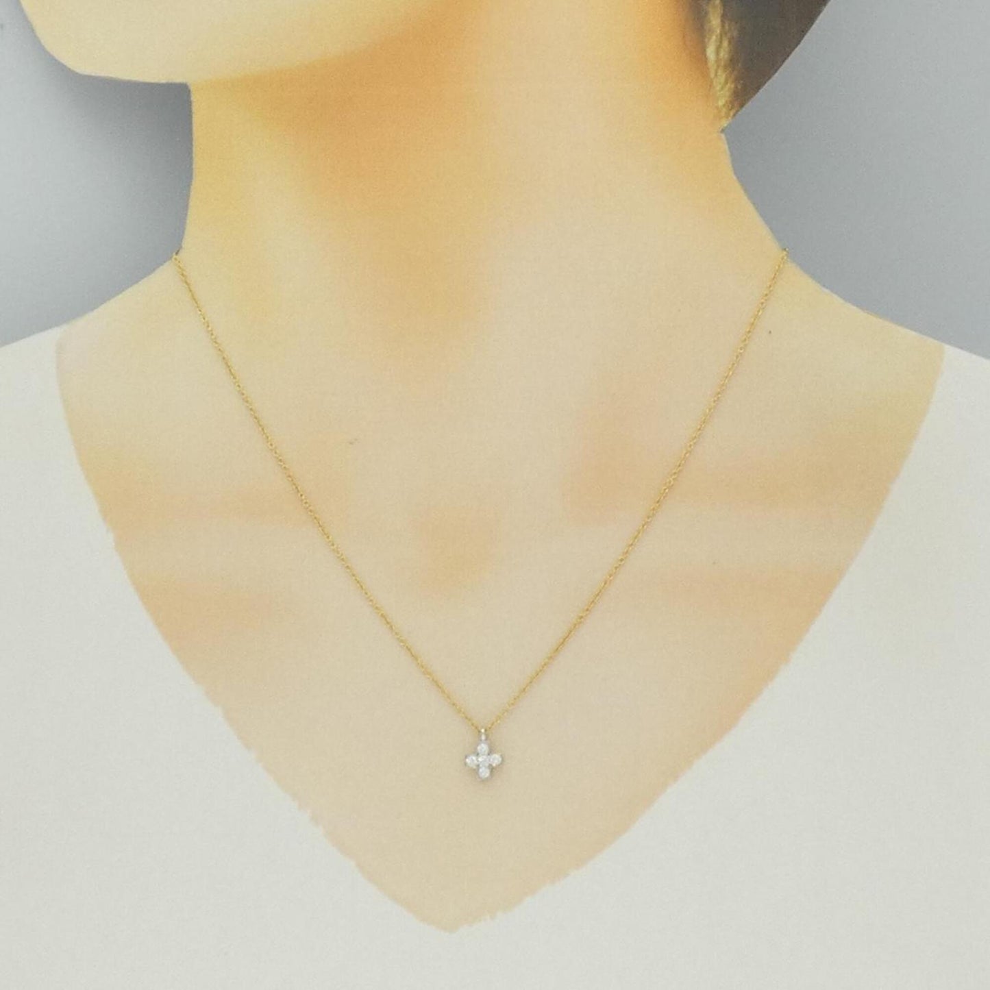 Pendant Necklace Platinum and 18K Yellow Gold with Diamond