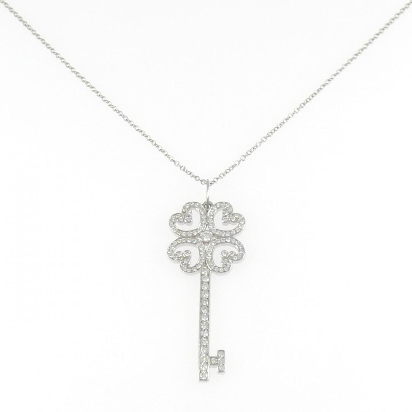 Quattra Heart Key Pendant Necklace Platinum with Diamond