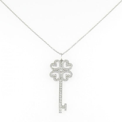 Quattra Heart Key Pendant Necklace Platinum with Diamond