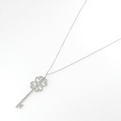 Quattra Heart Key Pendant Necklace Platinum with Diamond