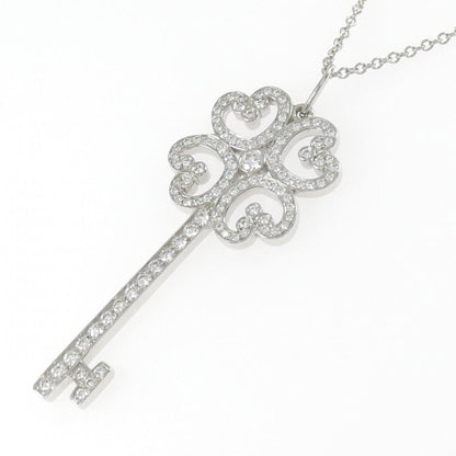 Quattra Heart Key Pendant Necklace Platinum with Diamond
