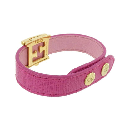 Charm Bracelet Leather Gold and Pink