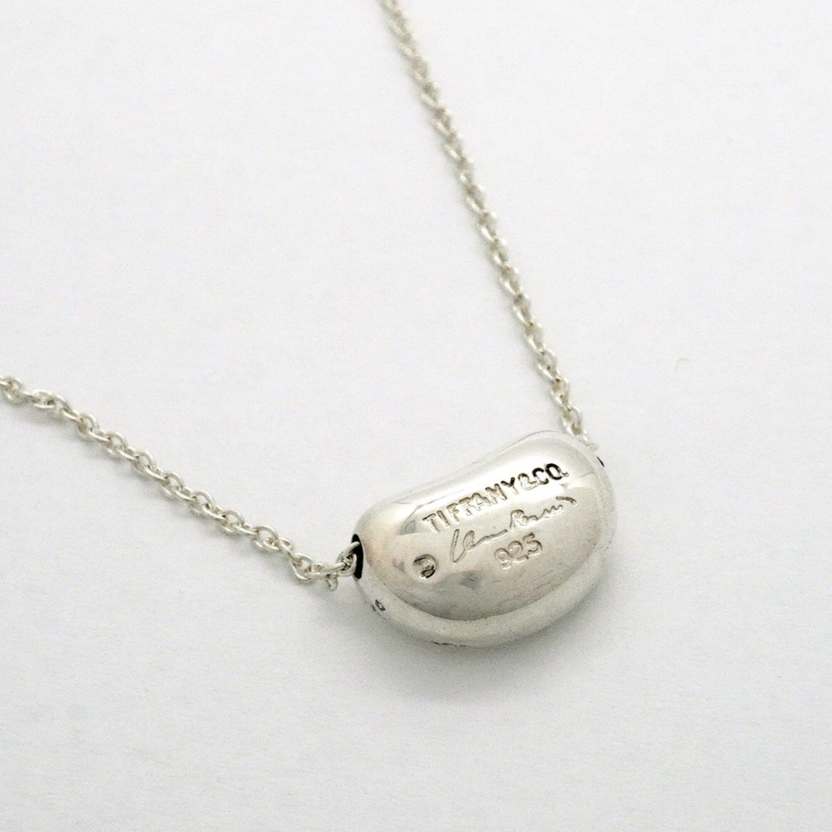 Bean Pendant Necklace Sterling Silver 7.5mm