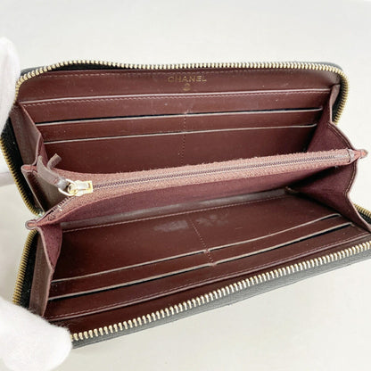 Zip Around Wallet Quilted Caviar Long