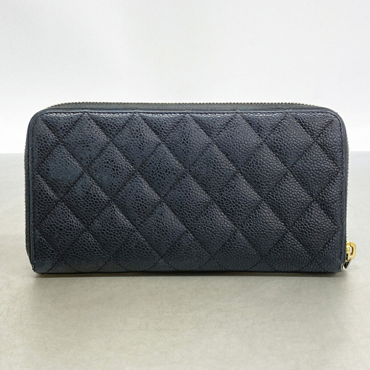 Zip Around Wallet Quilted Caviar Long
