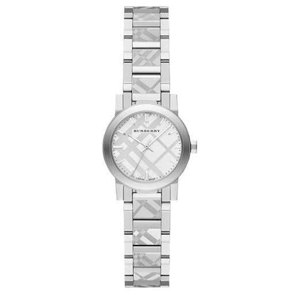 Burberry Ladies The City Engraved Silver 26mm Watch