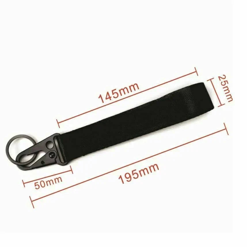 BRAND NEW  Black Racing Keychain Metal key Ring Hook Strap Lanyard Universal